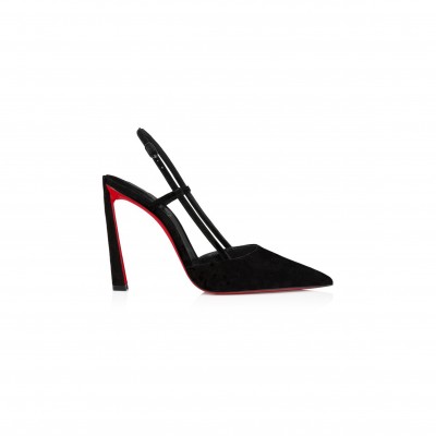 CHRISTIAN LOUBOUTIN CONDOROLINE 100 MM SLING BACK PUMPS-VEAU VELOURS-BLACK-WOMEN 1250282B439